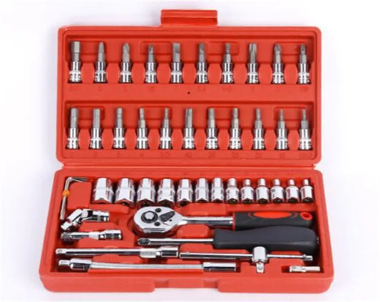 2023 Hand Tools Set Adjustable Long Handle Ratchet Wrench 46pcs Car Repair Tool Kit